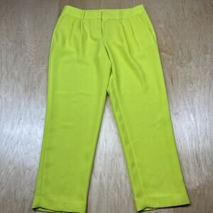 J.Crew Women’s Neon Yellow Dress Pants Size 6 Tailored Pleated Ankle Trouser